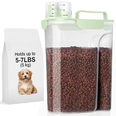 LEAWALK 5-7Lbs Dog Cat Food Storage Container with Upgraded Large Nozzle BPA-free, 4 Snap Seals Plastic Pet Food Storage Containers with Handles are Easy to Clean and Carry