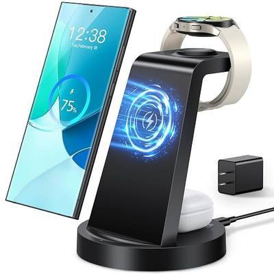 Wireless Charger for Samsung: 3 in 1 Wireless Charging Station for Samsung Galaxy Watch 8 7 6 5 4 3 Pro Classic Galaxy Buds - Charger Dock Stand for S26 S25 S24 Ultra S23 S22 S21 Note Z Fold Android