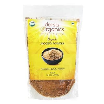 Darsa Organics Jaggery Powder 2 lb - Organic Brown Sugar Alternative, USDA Certified Unrefined Muscovado Style Sweetener from Desi Gur, Natural Panela for Baking & Tea, Non-GMO, Gluten Free, Vegan