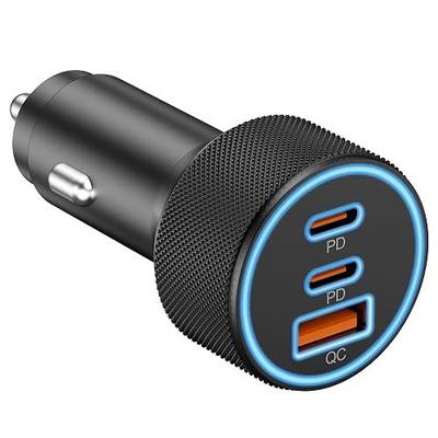 Car Charger USB C, 3-Port 67W Dual USB-C & USB-A Car Phone Charger Accessories Power Adapter Fast Charging Cigarette Lighter for iPhone 17/16/15/14/13/12/11 Pro Max, iPad, Galaxy S26/S25/S24, Android