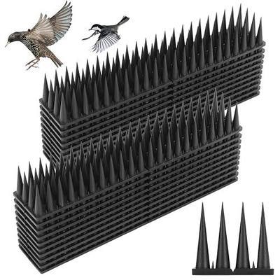 Bird Spikes, 18.7 Feet Bird Guard Spikes for Squirrel Cat Raccoon and Other Small Animals, Pigeon Spikes for Outdoor Fences and Roofs, Durable Plastic Bird Barrier Strips(20 Pack)