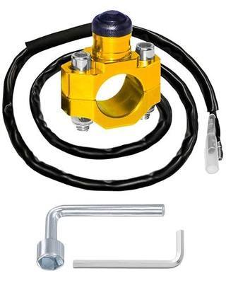 Belinous Motorcycle Engine Kill Switch, Universal Stop Start Switch, Gold | CNC On Off Switch Button with Mounting Backplate for ATV, Dirt Bike, Scooter, Quad with 22mm Handlebar