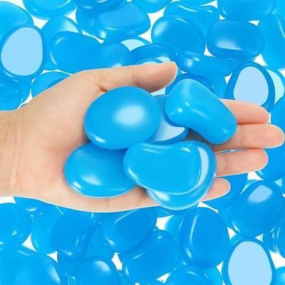 Landical 1.8 Inch 100 Pcs Large Glow in The Dark Rocks Garden Stones Night Guide Pebbles Outdoor Fish Tank Rocks Aquarium Gravel Luminous Stones for Walkway Yard Succulent Plant Decor (Dark Blue)