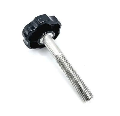 3/8" Thumb Screw Bolts with Black Round Clamping Knob Plastic Hex Head 304 Stainless Steel 3/8"-16 Standard Coarse Thread, Rust Proof, Indoor/Outdoor (2 Pack, Length: 2.5")