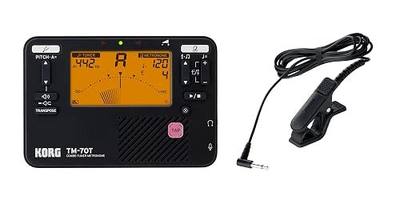 Korg TM-70C Tuner and Metronome w/ Contact Mic, Sound Out Mode, Transpose Mode, and Chromatic Mode - Black