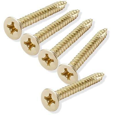 Cauldham Bright Brass Wood Screws #9 x 1-1/2 Inch for Door Hinges - 25 Pack