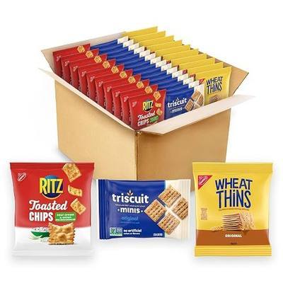 Nabisco Cracker Variety Pack, RITZ Toasted Chips, Wheat Thins Snacks Whole Grain Wheat Crackers and Triscuit Minis Whole Grain Wheat Vegan Crackers, 40 Snack Packs