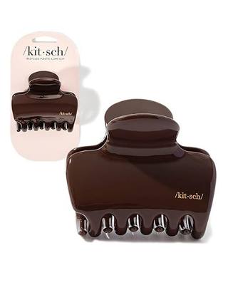 Kitsch Plastic Puffy Claw Clip for Women - 3.15 Inches Claw Clips for Full or Half Ponytail, Secure Hold for Thick Hair, Stylish Hair Accessories - Chocolate, 1pc