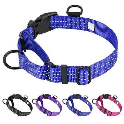 Martingale Dog Collar, No-Pull Training Collar (M, Navy Blue) | Adjustable Reflective Nylon, Training for Medium Large Dogs, Anti-Escape Martingale, Gentle Control