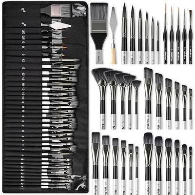 Nicpro 36pcs Paint Brush Set,Professional Paintbrushes for Acrylic Painting | Includes Palette Knife and Canvas Roll, Suitable for Artists and Beginners for Acrylic Painting, Oil, Watercolor, Gouache