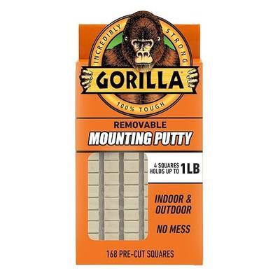 Gorilla Removable Mounting Putty Reusable & Repositionable Adhesive 168 Count Pre-Cut Squares (Pack of 1) Holds 2 lbs. Back to School Supplies for Teachers Students Parents, Indoor Outdoor