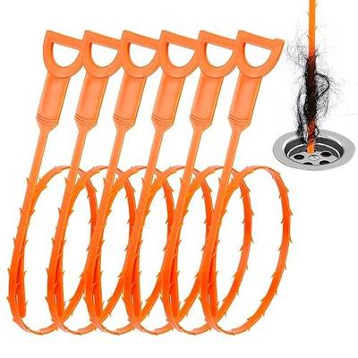 Drain Clog Remover, 25-Inch Drain Hair Removal Tool, Drain Hair Remover Plumbing Snake, Drain Cleaner Hair Clog Remover, Shower Drain Hair Catcher, Easy & Quik to Use on Most Drains - 6 Pack