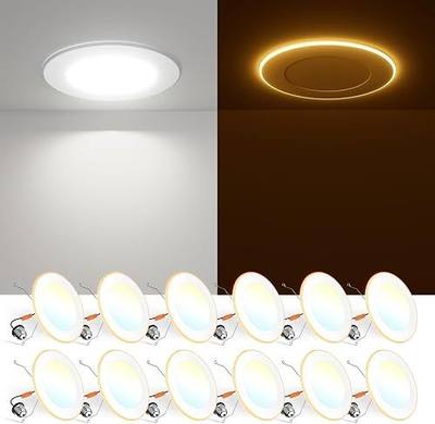 FREELICHT 12 Pack 5/6 Inch 5CCT LED Recessed Lighting with Night Light | 2700K/3000K/4000K/5000K/6000K Selectable,Dimmable Retrofit Flat Can Lights, 1000LM ,10W, IC & Damp Rated, ETL & FCC