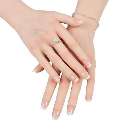 Realistic Female Silicone Hand Mannequin Hand Model Fake Hand With Skeleton For Manicurist Reusable Acrylic Nails Display Jewelry Props - White Left Hand