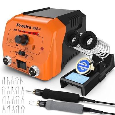 Preciva Wood Burning Kit with Two Handles, 40W 482-1382℉ Adjustable Temperature Wood Burning Tool Set, 20 Tips for Pyrography Wood Engraving Craft