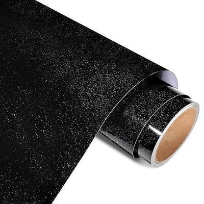 Black Glitter Vinyl Permanent Adhesive 12" x 5ft Glossy Sparkle Vinyl for Mug Cup DIY Project Party Decoration Sticker Car Decal
