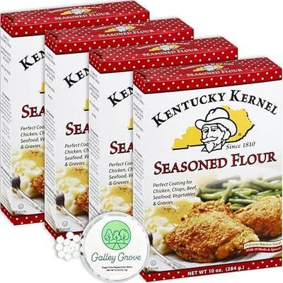 Kentucky Kernel Seasoned Flour Mix, 10 oz, 4-Pack | 40 total ounces for chicken, chops, beef, seafood, vegetables, fried pickles & gravies with Galley Grove Mints
