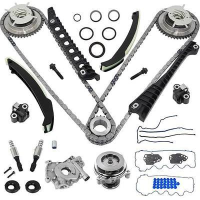 GDO 5.4 Timing Chain Kit with Water Pump, Oil Pump, Cam Phaser Tensioner VVT Valves for 2004-2009 Ford F-150 2005-2010 Lincoln Navigator 5.4L 3V Triton 3R2Z-6A257-DA | OE Standard Direct Fit | Complete Replacement Kit | With VVT Sprockets | Cadena de Tiempo