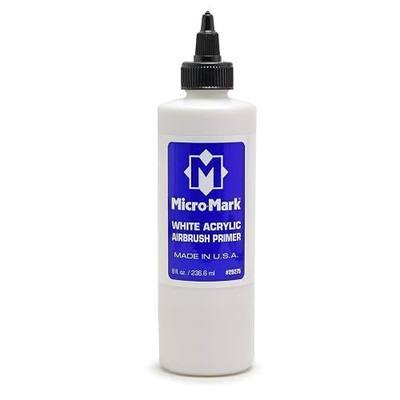 Micro-Mark White Acrylic Airbrush Primer, 8oz - Made in USA Acrylic Surface Primer for Models, Miniatures, and Crafts