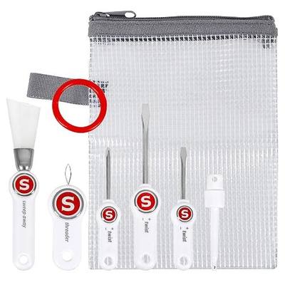 SINGER Sewing Machine Maintenance Kit - Tool Set with Needle Inserter, Angled Lint Brush, Set of 3 Screwdrivers, Needle Threader - Universal Compatibility & Storage Pouch Included, 7pc