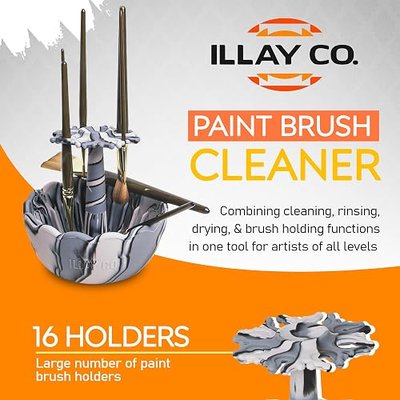 Paint Brush Cleaner - Silicone Brush Cleaner with Rinse Bowl | Upgraded 3-in-1 Paint Brush Holder and Cleaner Tool for Acrylic Painting | Best Painting Tool for Artists | Gift for Art Lovers