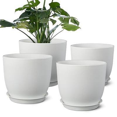 Ferlypote Plant Pots 8 Inch Set of 4, Flower Pots with Multi Mesh Drainage Holes, Planters for Indoor Outdoor Garden Plants and Flowers