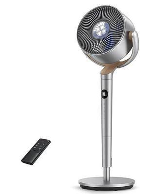 DREO Fan for Bedroom, 120°+120°Omni-directional Oscillating Fan, 90ft, DC Motor, 20 dB Quiet Standing Pedestal Fans, 8 Speeds, 3 Modes Circulator with Remote, 35-40" Adjustable Height, 8H Timer