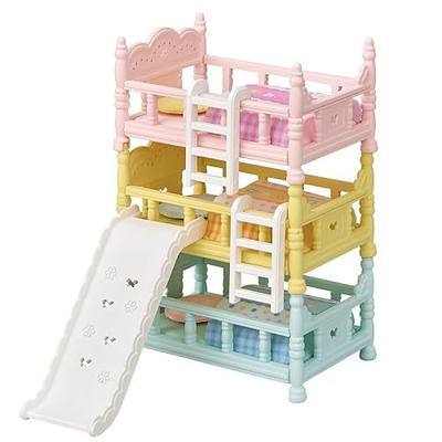 Calico Critters - Triple Bunk Beds Set - Dollhouse Furniture & Accessories | Three beds in one cozy tower - sleepover-ready furniture for big families and giggly bedtime storytelling scenes, Ages 3+