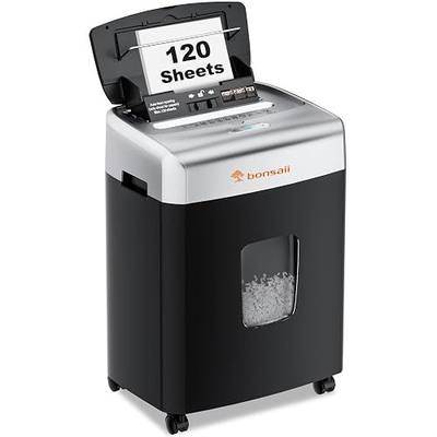Bonsaii 120-Sheet Autofeed Micro-Cut 30-Min Run Heavy Duty Paper Shredder | P-4 Security Level, Jam-Proof, 62dB Ultra-quiet, Shreds Staples/Credit Cards, 6 Gal Bin with Casters, for Home Office C233-B