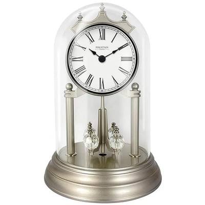 9" Genevieve Mantel Clock with Revolving Pendulum, Silver | Anniversary Clock with Glass Dome, Roman Numeral, Desk & Shelf Clock for Living Room, Bedroom & Fireplace, Wedding Gifts
