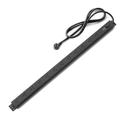 Amazon Basics Surge Protector Power Strip, 12-Outlet, Heavy Duty, Metal, 600 Joules, 6ft Extension Cord, Wide Spaced, Mountable, Black