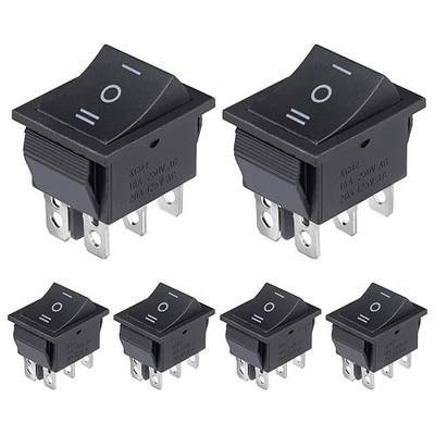 VEXUNGA KCD4 Rocker Switch 6 Pin 3 Position DPDT On Off On Black Mini Boat Rocker Switch 20A 125VAC 16A 250VAC Snap-in Square Toggle Switches for Car Marine Home Appliances (Pack of 6pcs)