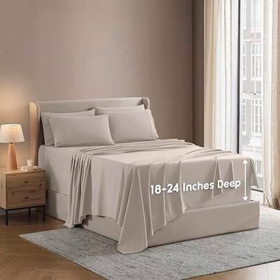 Nestl Extra Deep King Sheet Set - 6 Piece Breathable & Cooling Sheets - Hotel Luxury Bedding Set w/18-24 Inch Deep Pockets - Easy & Secure Fit - Super Soft, Wrinkle Free & Comfy - Linen