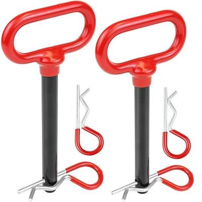 Wellmax 1/2 Hitch Pin for Trailers & Tractors, 2PC Clevis Pin, Red | Fits Class III-IV Trailer & Tractor Receivers, 3-5/8in & 4in Shanks, Vinyl Grip, Zinc-Plated, Rust-Resistant, 4pcs R Clips