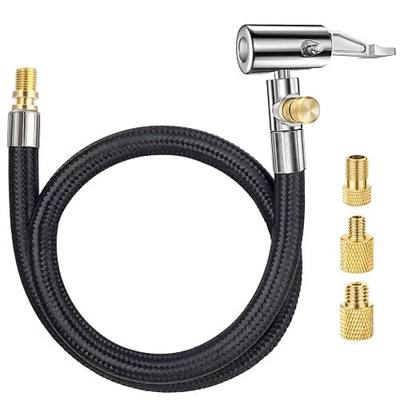 LUMITECO 20 Inch Tire Inflator Hose Adapter, Car Air Hose Self-Locking Air Chuck w/Tire Schrader Valve Fine Thread & Presta Valve Adapter, Quick Connect & Release for Pump Air Compressor Attachments