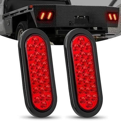 Nilight 6" Oval Trailer Tail Light 2PCS Red 24LED Brake Turn Lights | W/ Flush Mount Grommets Plugs IP67 Waterproof For 12V Truck ATV UTV Bus RV Camper