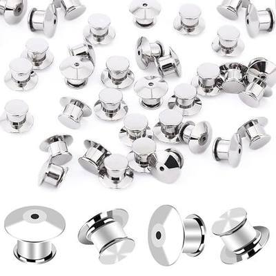 DECYOOL 100Pcs Metal Locking Pin Backs for Enamel Lapel Badges | Metal Material,For Brooch Badge Enamel DIY, Pin Backings Keepers Locking Buckles, Secure Clasp Holds Pins Firmly
