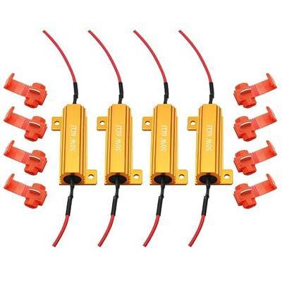 AUXLIGHT 4Pcs Quality 50W 6ohm Load Resistors - Fix LED Bulb Hyper Flash/Error Code, Turn Signal Fast Blinker (Resistors get very hot during working)