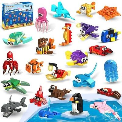 HOGOKIDS 24 Pack Party Favors for Kids Building Set - 629PCS Mini Marine Animals Blocks Toy for Easter Valentines Day Goodie Bag Stuffers Classroom Prizes Gifts fo Kids Boy Girl Student Ages 6-12