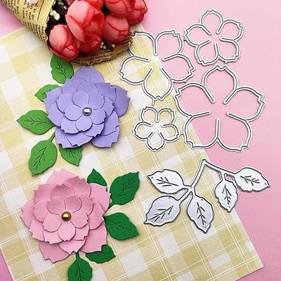 3D Rose Flower Metal Die Cuts,Wedding Flower Leaf Leaves Cutting Dies Cut Stencils for DIY Scrapbooking Album Decorative Embossing Paper Dies for Card Making (E)
