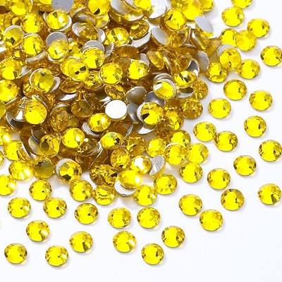 Citrine Flatback Rhinestones SS6 (1.9–2.0mm), 1440pcs Yellow Glass Nail Gems, Non Hotfix Rhinestones for Nails, Crafts, Clothing, DIY Bling Decorations