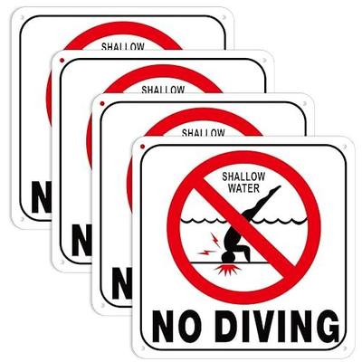 Blulu 4 Pcs No Diving Pool Sign No Diving Signs Reflective Aluminum Security Sign with Graphic Pool Safety Signage Swimming Pool Accessories Pool Signs Decor for Outdoor, 6 x 6 Inch