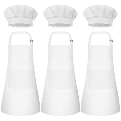 Kids Apron and Chef Hat Set Children Apron Adjustable with 2 Pockets Children Chef Painting for Cooking Baking