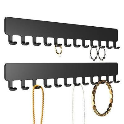 Necklace Holder Hanging Jewelry Organizer - Self-Adhesive Wall Jewelry Organizer for Necklace, 2 PCS, Black