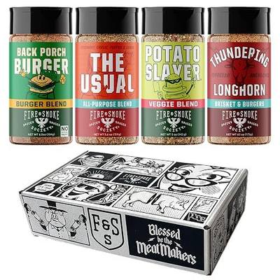 Fire & Smoke Society Burger & Fries Seasoning Set | BBQ Rub Blends, 4-Pack