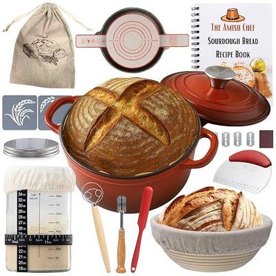 Master Baker Sourdough Starter Kit, All-Inclusive Set with Dutch Oven for Bread Baking, Banneton Proofing Basket, Sourdough Starter Jar & Tons of Baking Supplies