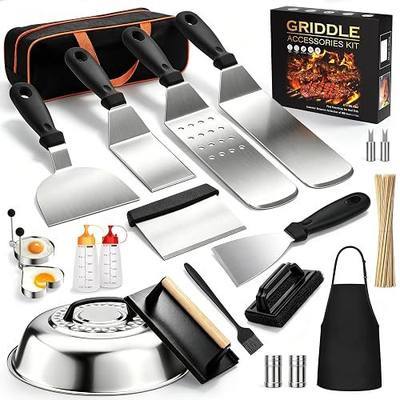120 Pcs Griddle Accessories Kit, Perfect Hibachi Flat Top Grill Tools for Blackstone and Camp Chef, Enlarged Beefed-up Grill Spatula Gift Set with Basting Cover, Burger Press for Outdoor BBQ.