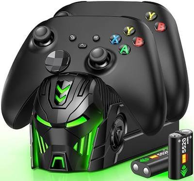 Charger Station Compatible with Xbox Controllers, 2x5520mWh Rechargeable Battery Pack for Xbox One/Series X|S Controllers with Dual Charging Dock and 4 Covers (Controller Not Included)