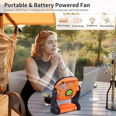 Portable Fan Rechargeable Battery Powered Fan,20000mAh Cordless Battery Operated Camping Fans with LED Light & Hook,USB Personal Fans Outdoor Camping Essentials Beach Tent for Travel Reading | TDLOL Cordless Rechargeable Battery Operated Camping Fan with Light & Hook,USB Personal Fans Outdoor Beach