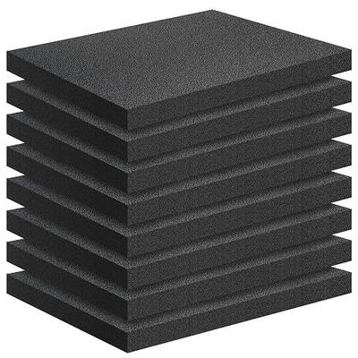 Black Packing Foam Sheets- 8PCS Cuttable Polyurethane Foam Pads Polyurethane Cushioning Inserts Black Foam Board for Packing Cases and Crafts- 16" X 12" X 1" (8)